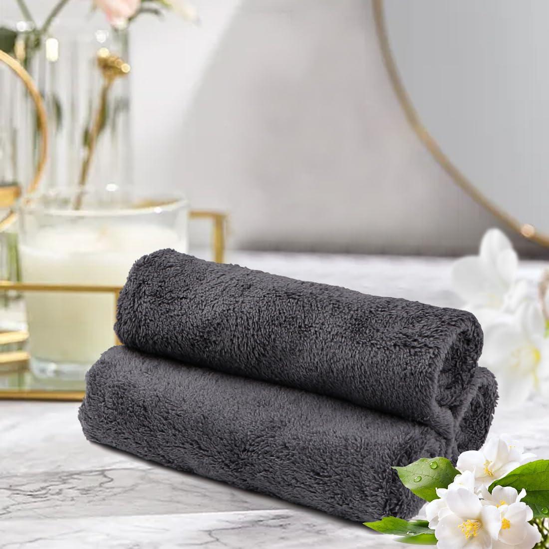 Orighty Ultra Soft Washcloths 12 Pack, Premium Microfiber Towel Sets 12x12 inches, Absorbent and Quick Drying Coral Velvet Washcloth, Multi-Purpose Wash Cloths for Bathroom, Hotel, and Gym (Grey) - Image 2