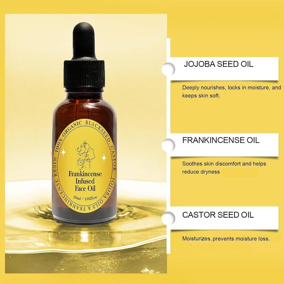 30 ML Frankincense Essential Oil,Organic Castor & Jojoba Oils for Face Anti-Aging Facial Moisturizer Serum,Natural Skincare Hydrates Skin Moisturizing (1 PCS) - Image 5