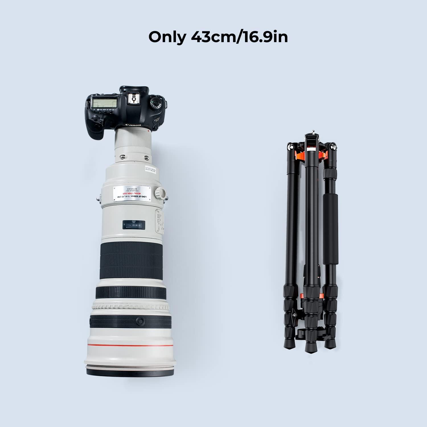 K&F Concept 78 inch/198cm Camera Tripod,3 Sections Central Axis Travel Tripod with 32mm Metal Ball Head Load Capacity 26.4 lbs/12KG for DSLR Cameras Indoor Outdoor Use - Image 4