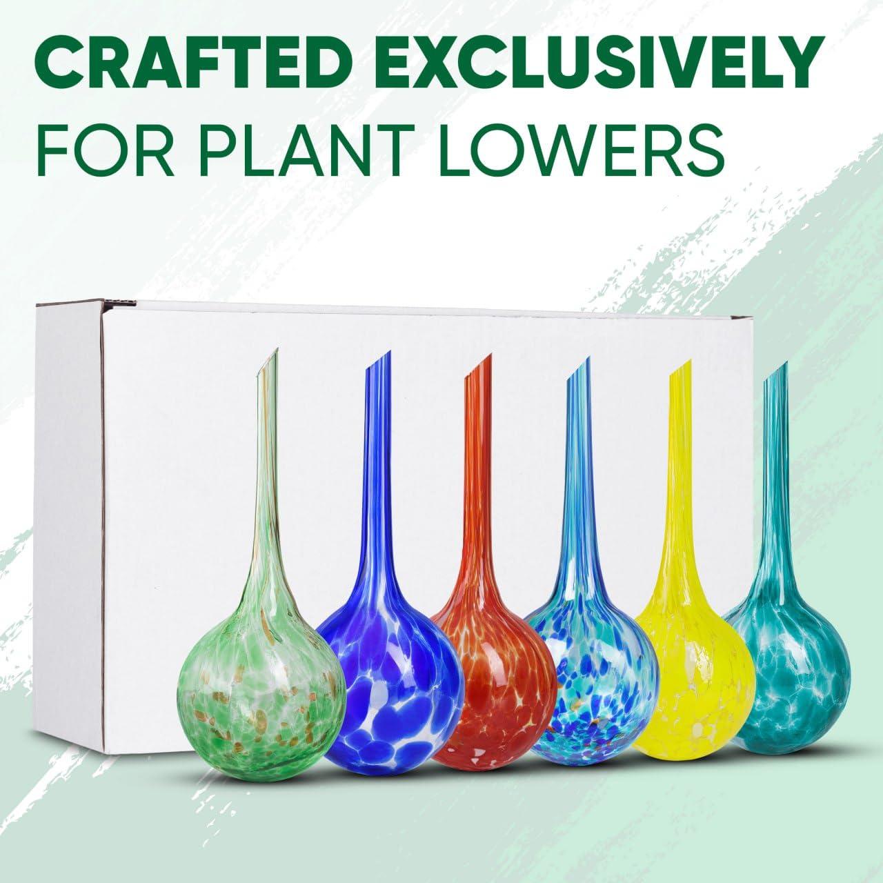 Mission Gallery Plant Watering Globes Set of 6 - Small Self Watering Globes for Indoor & Outdoor Plants - Multicolored, Automatic, Glass Watering Bulbs for Daily Use, Plant Watering Devices - Image 7