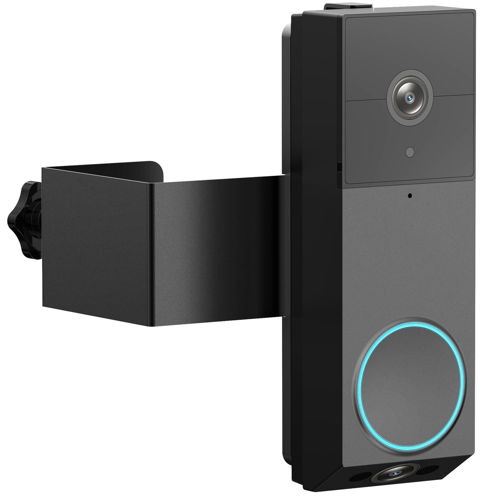 Anti-Theft Door Mount for Wyze Duo Cam Doorbell Only, No-Drill Wyze Doorbell Camera Mount, Metal Adjustable Door Bell Kits for Home Rentals Room Black