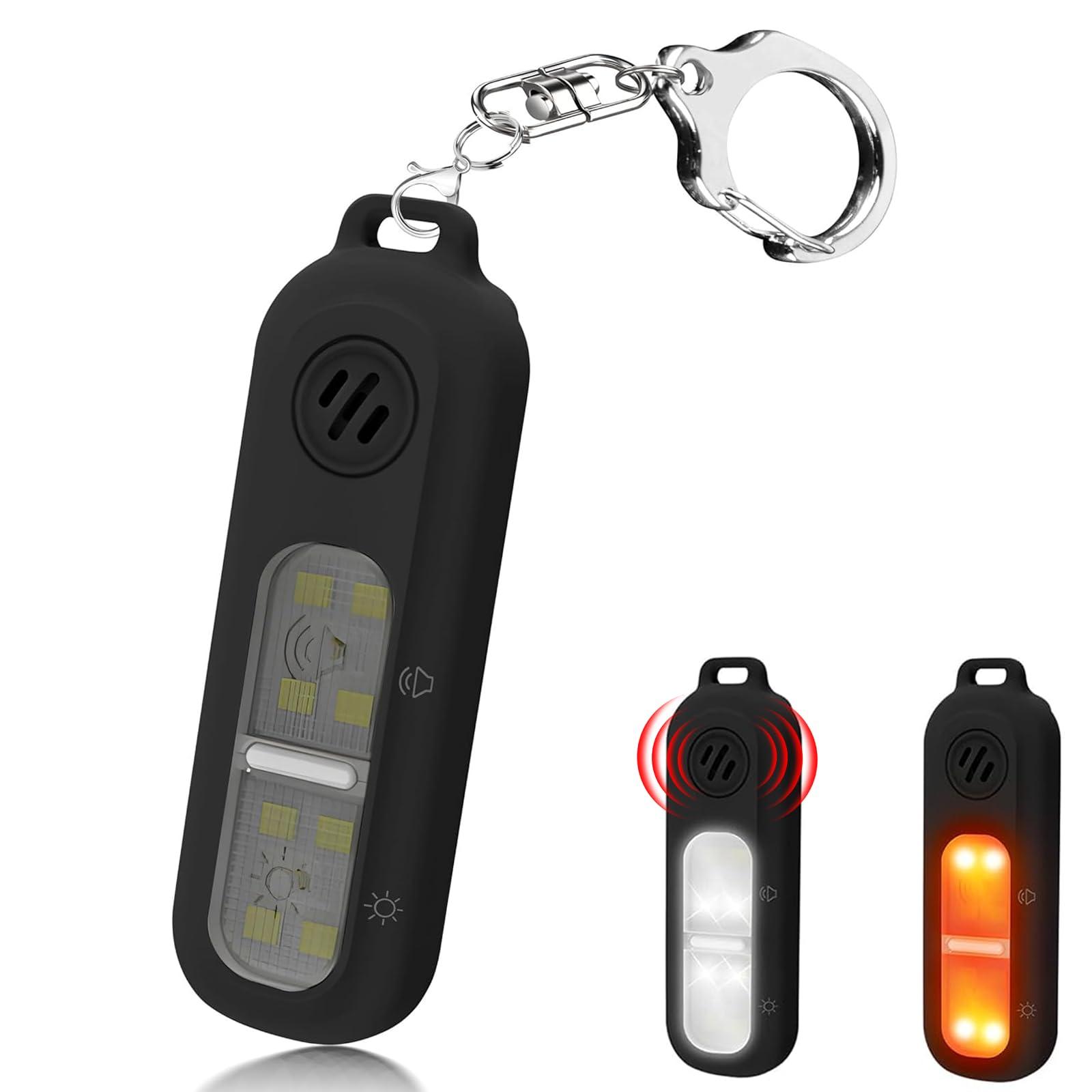 Personal Safety Alarm for Women Rechargeable Clip On Flashlight - Extra Loud Sound with Strobe Lights Clip Travel Safe Waterproof Personal Alarm – Women Self Defense Keychain (Black)