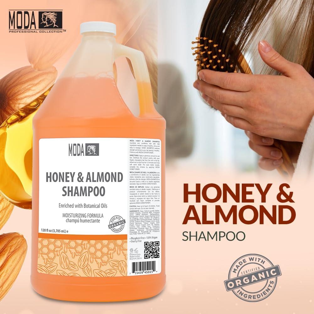 MODA - Moisturizing Shampoo for All Hair Types, Honey Almond, 128 Oz, Professional - Deeply Cleanses and Conditions, Strengthens, Restores and Shine your Hair - Image 6