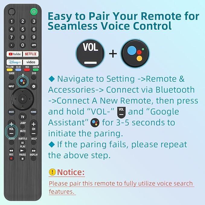 Replacement for Sony TV Remote, for All 2019-2025 Sony Remote Control for Bravia Smart TV with Voice Control. 1-Year Warranty. - Image 8