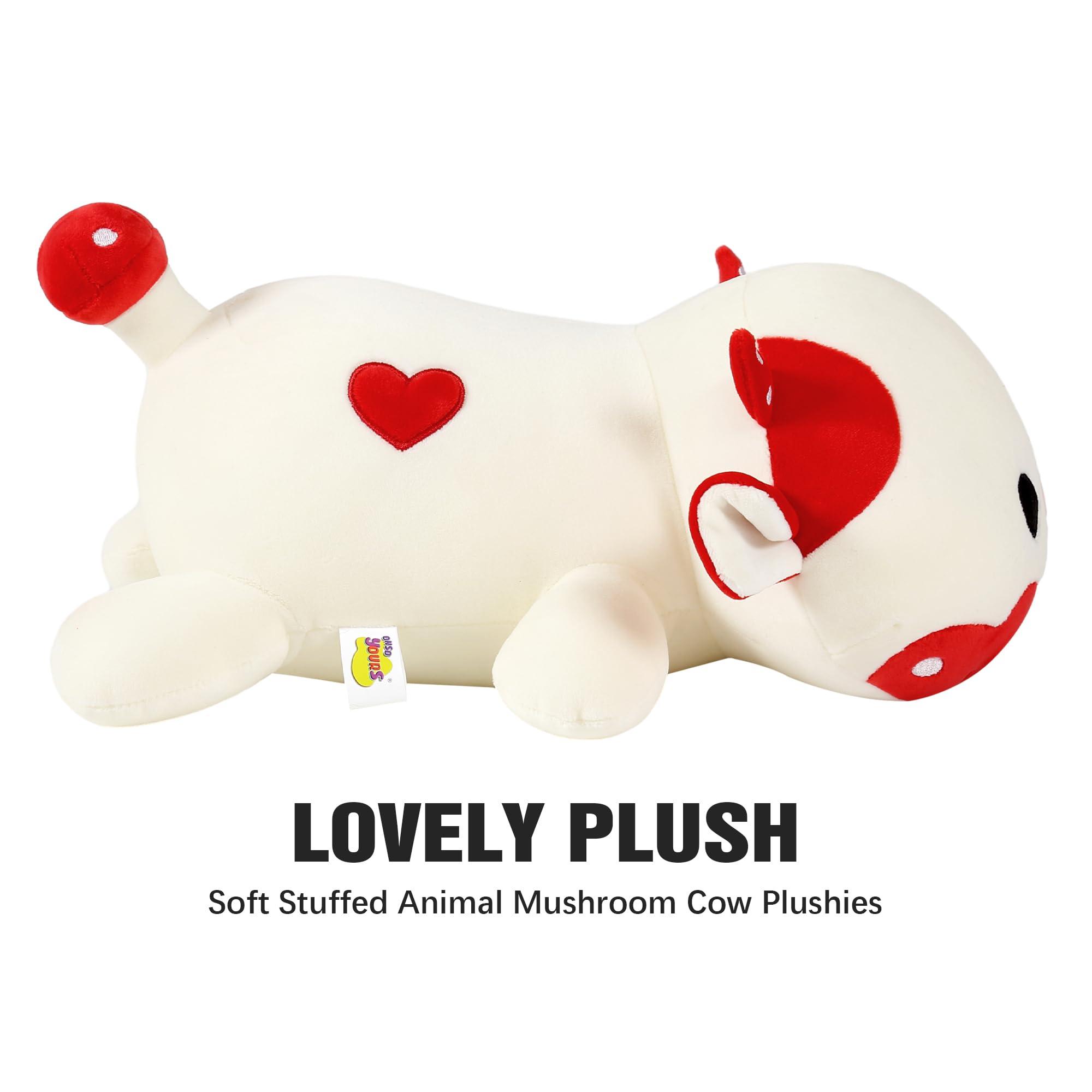 Onsoyours Cute Cow Plushie, Soft Stuffed Mushroom Love Cow Squishy Plush Animal Toy Pillow Gift for Kids (Red Mushroom Cow, 12") - Image 6