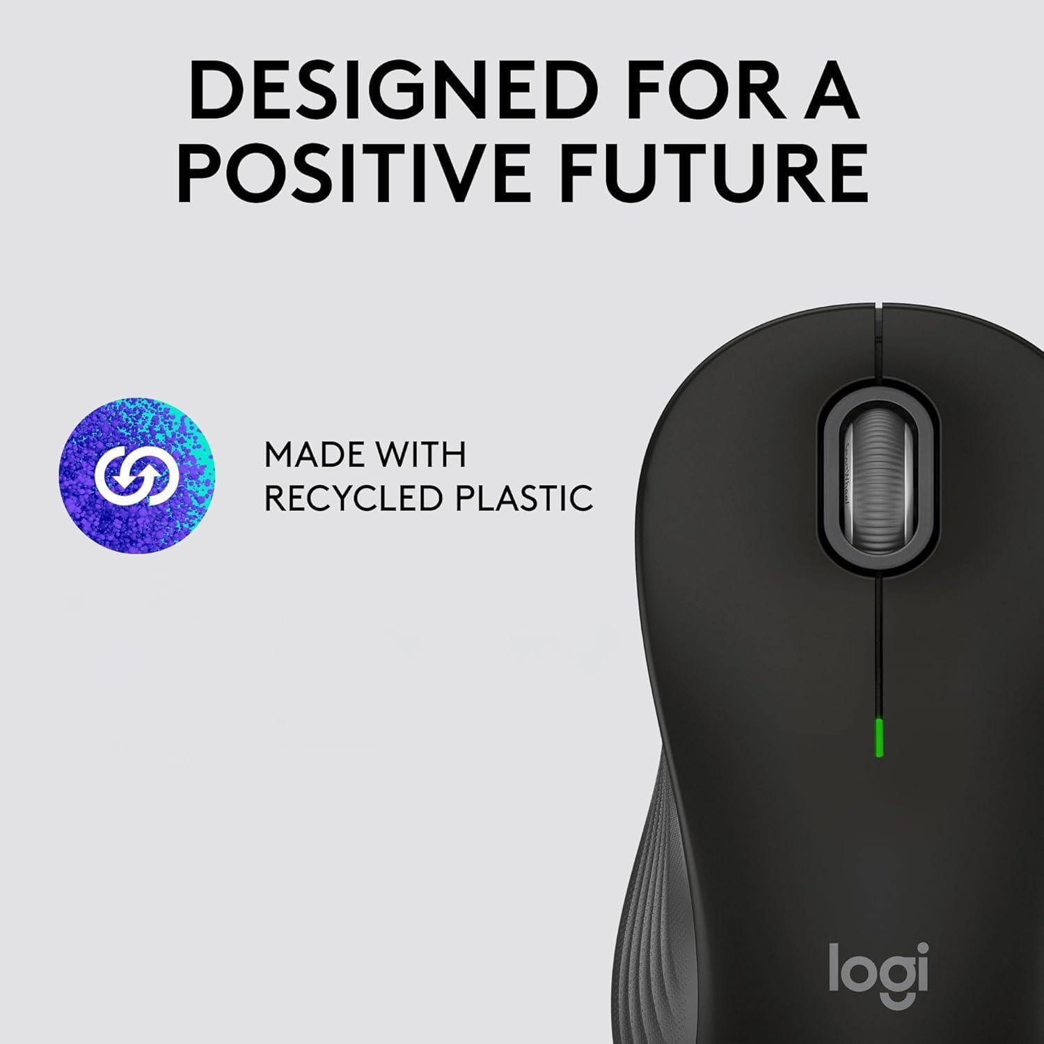 Logitech Signature M550 L Full Size Wireless Mouse - for Large Sized Hands, 2-Year Battery, Silent Clicks, Bluetooth, Multi-Device Compatibility - Black (Renewed) - Image 5