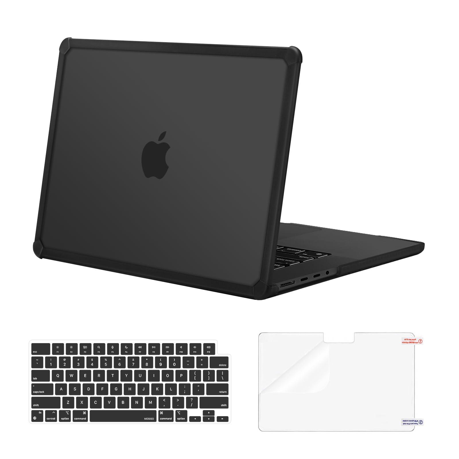 MOSISO Compatible with MacBook Pro 14 inch Case 2025-2021 M4 M3 M2 M1 A3112 A3185 A3401 A2918 A2992 A2779 A2442, Anti-Cracking Heavy Duty TPU Bumper Hard Case&Keyboard Skin&Screen Film, Black