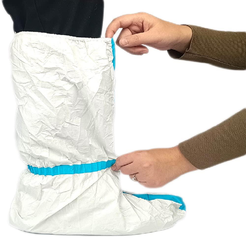 ZMDREAM 6 Pairs Disposable Hazmat Boot and Shoe Covers Knee High Booties Non-Slip and Waterproof White 18 inch Tall - Image 6
