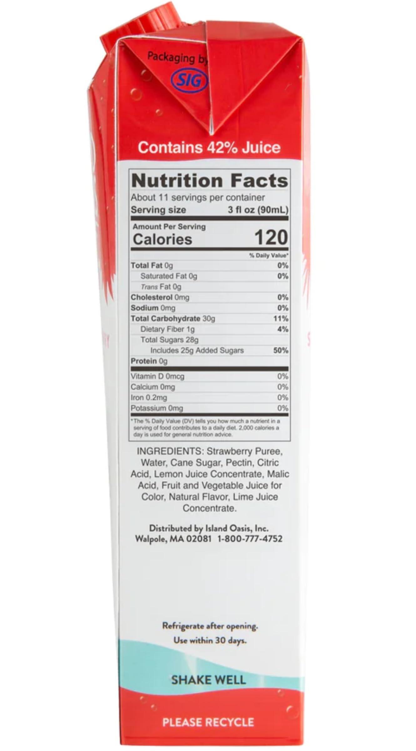 Island Oasis Drink Mix Variety, 1 of each: Strawberry Puree, Pina Colada Puree & Margarita Mix, 33.8 fl oz (1 Liter) - Image 2