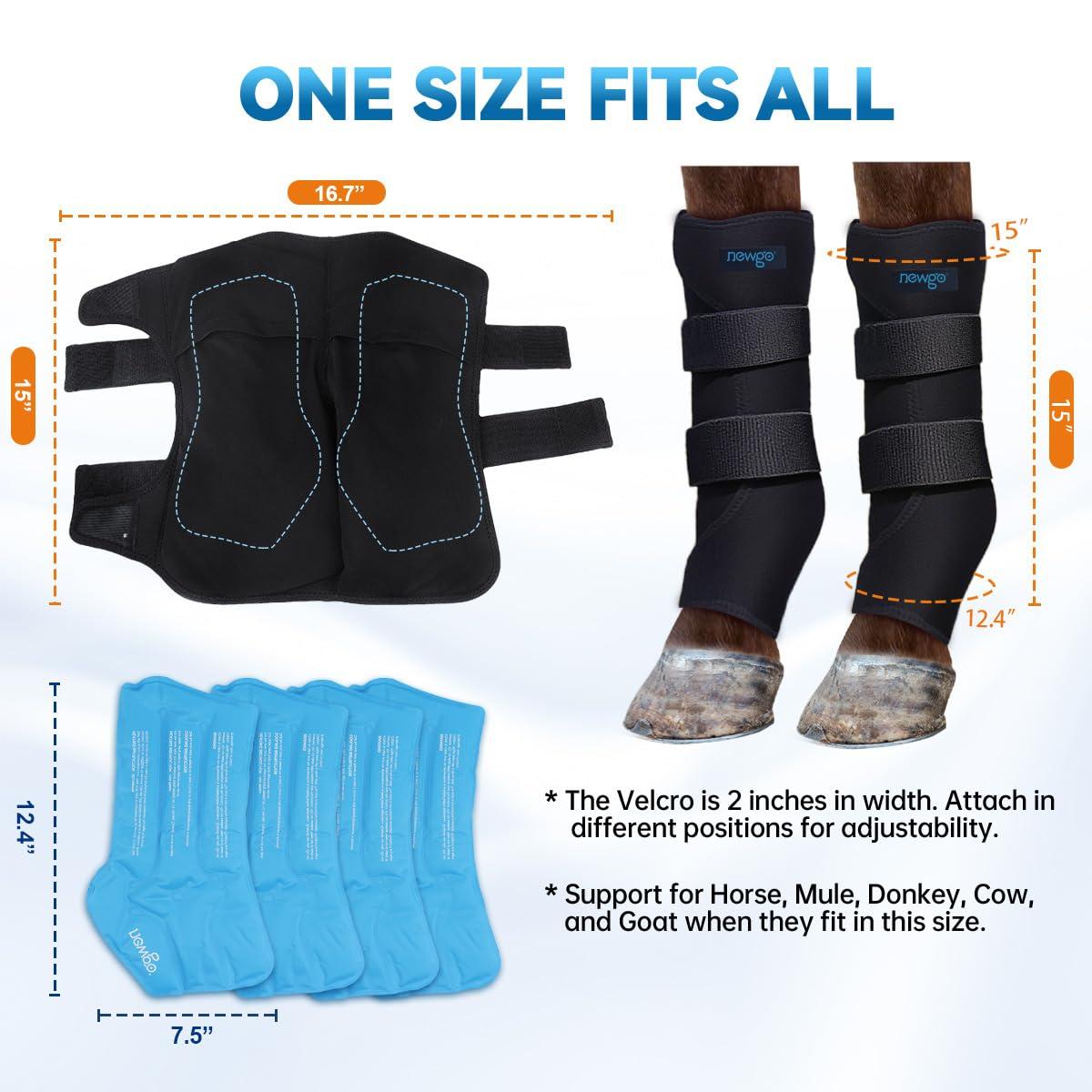 NEWGO Horse Ice Pack Reusable Horse Leg Wrap for Injury, Cooling Horse Knee Wrap Full Coverage Leg Ice Boot Cold Pack 2 Wrap with 4 Gel Packs for Knee, Legs, Boots, and Hooves - Image 5