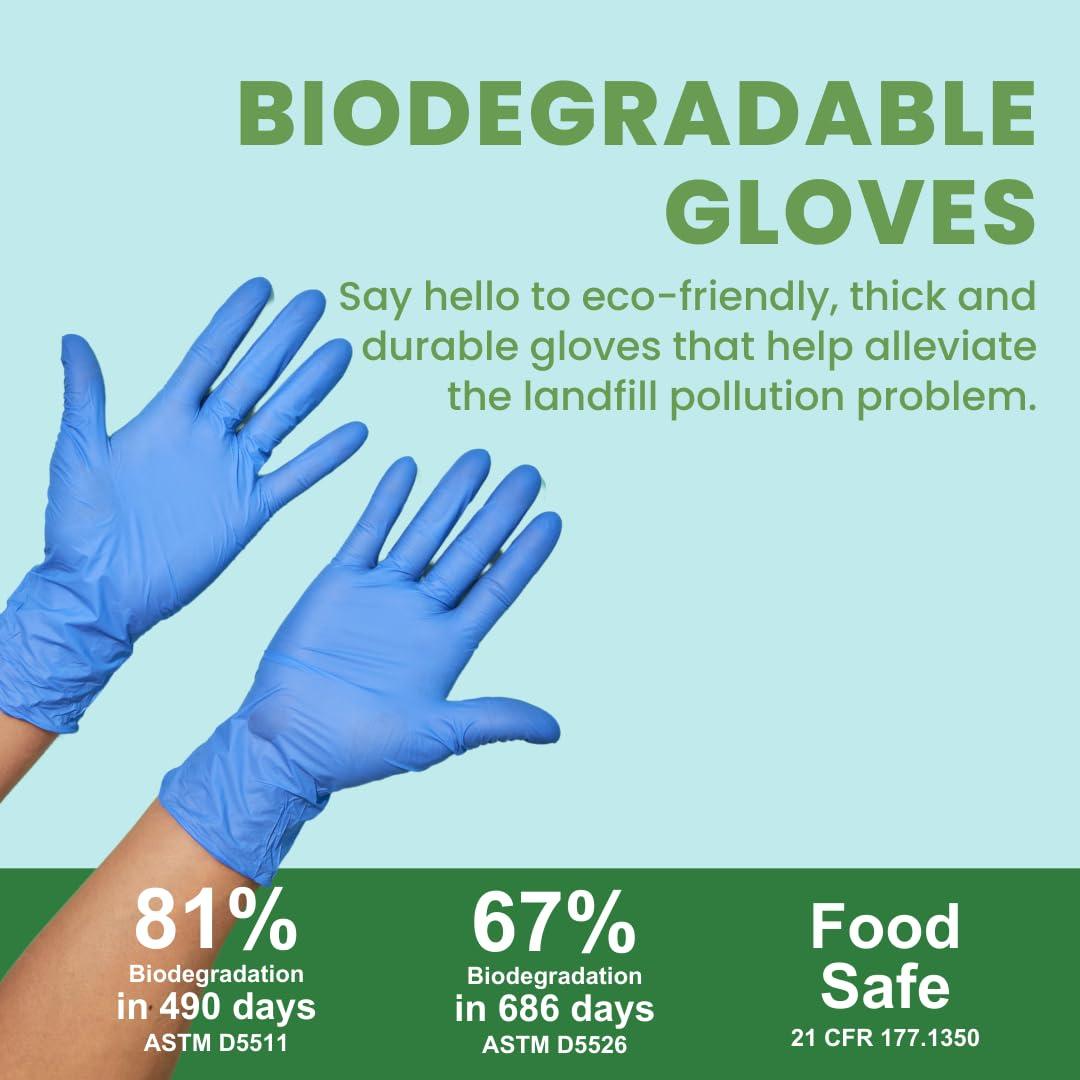 Eco Gloves Biodegradable BLUE VIOLET Nitrile Disposable Gloves, 4 Mil, Powder Free, Latex Free, Food Safe,Tattoo, Cleaning - Image 3