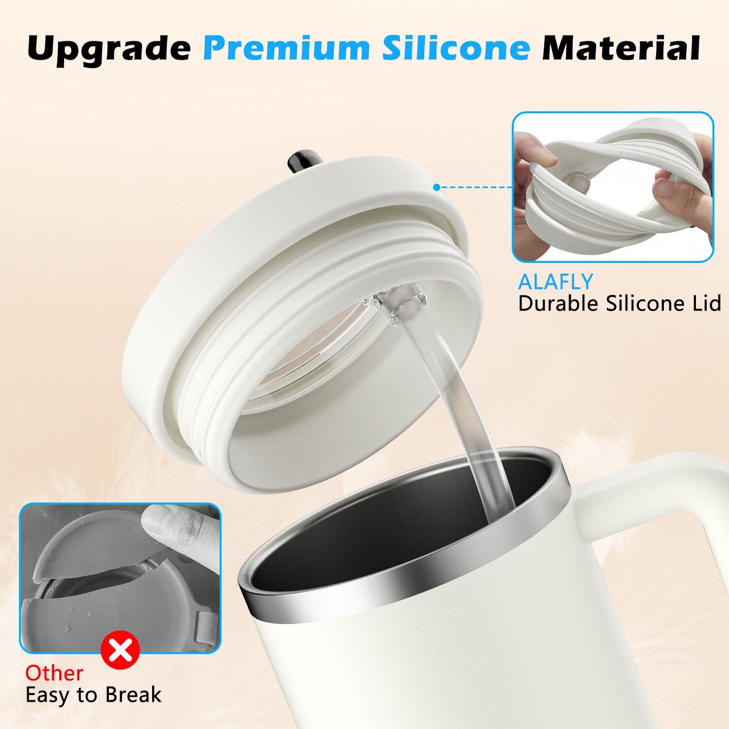 ALAFLY 40 OZ Flip Straw Lid Leak Proof Lid Replacement for Stanley Quencher, [Durable Silicone Lid] Spill Proof & Splash Resistant, Easy-Clean Reusable Flip Tumbler Lids for Stanley Cup Accessories - Image 3