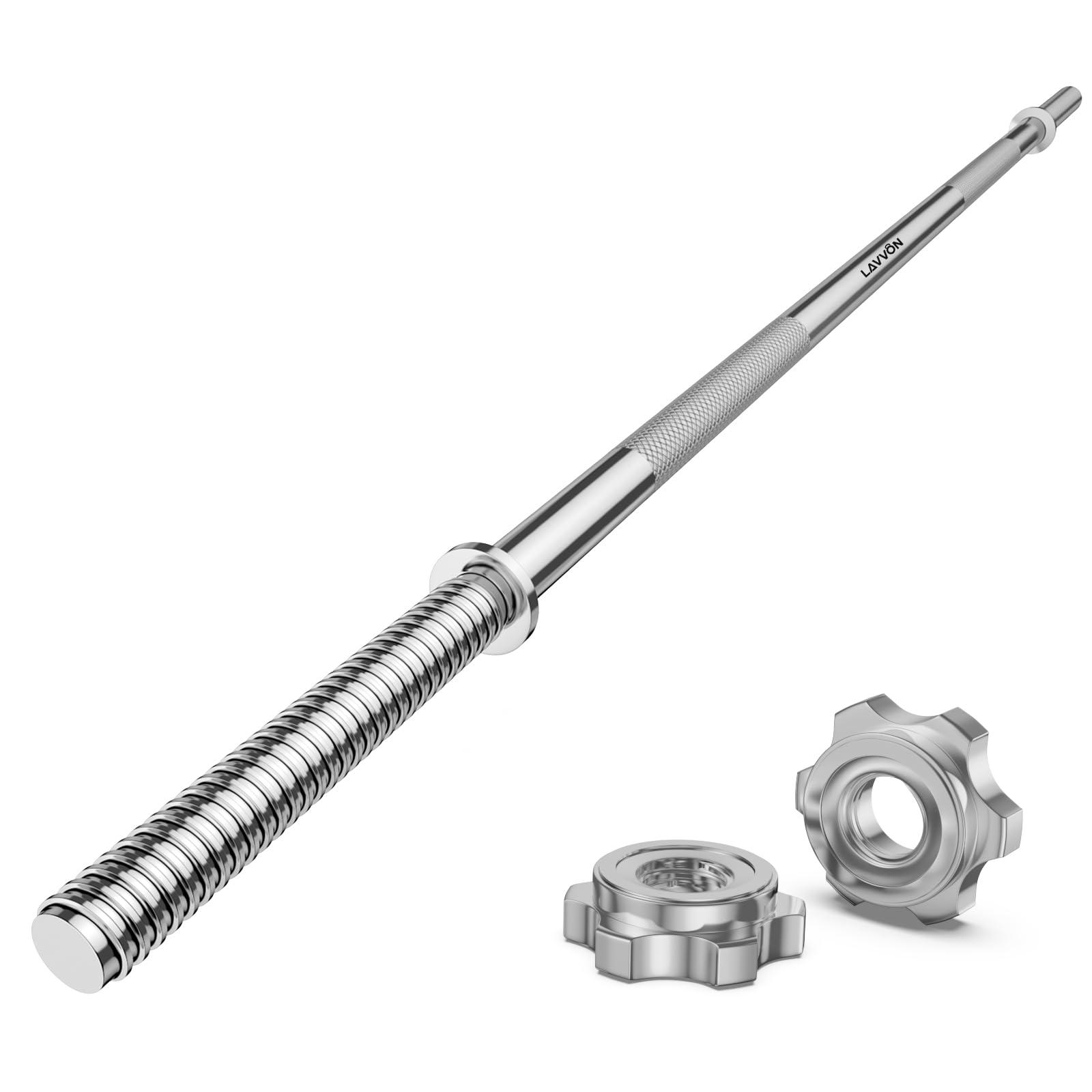 55" Weight Lifting Bar, 1" Standard Straight Barbell Bars for Weight lifting, Olympic Barbell Bar for Bench Press/Hip Thrusts/Squats/Lunges for Gym and Home, 2 Star Star-nuts (480lb Weight Capacity)
