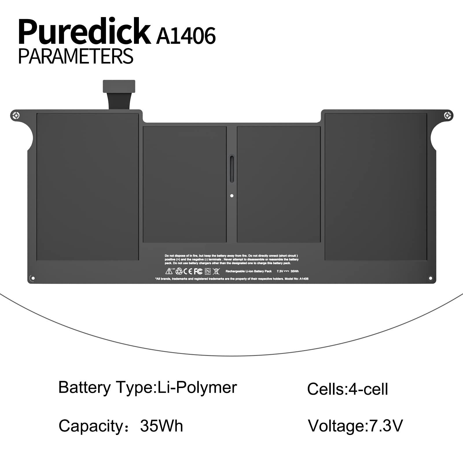 Puredick A1406 A1465 Battery, Replacement Battery for MacBook Air 11 inch (2012-2015 A1465) and (Mid 2011 A1370) - A1406 A1495 Battery for 11-inch MacBook Air [7.3V/35W/4790mAh] - Image 3