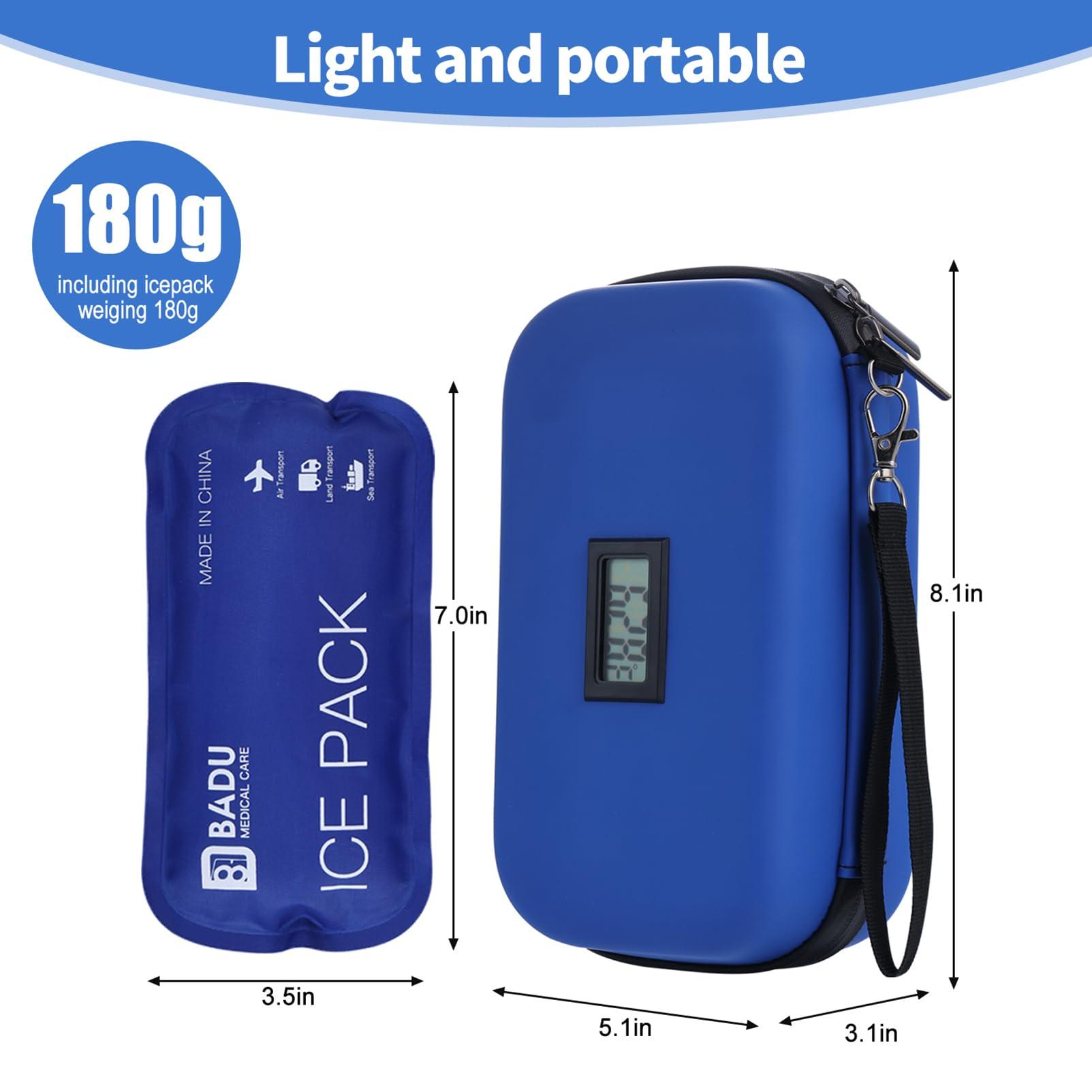 HIMDUZE Insulin Cooler Travel Case TSA Approved Refrigerated Medicine Cooler for Travel w/Thermometer Temperature Diabetic Travel Case w/2 Reusable Ice Packs for Daily Life Trip, Blue - Image 4