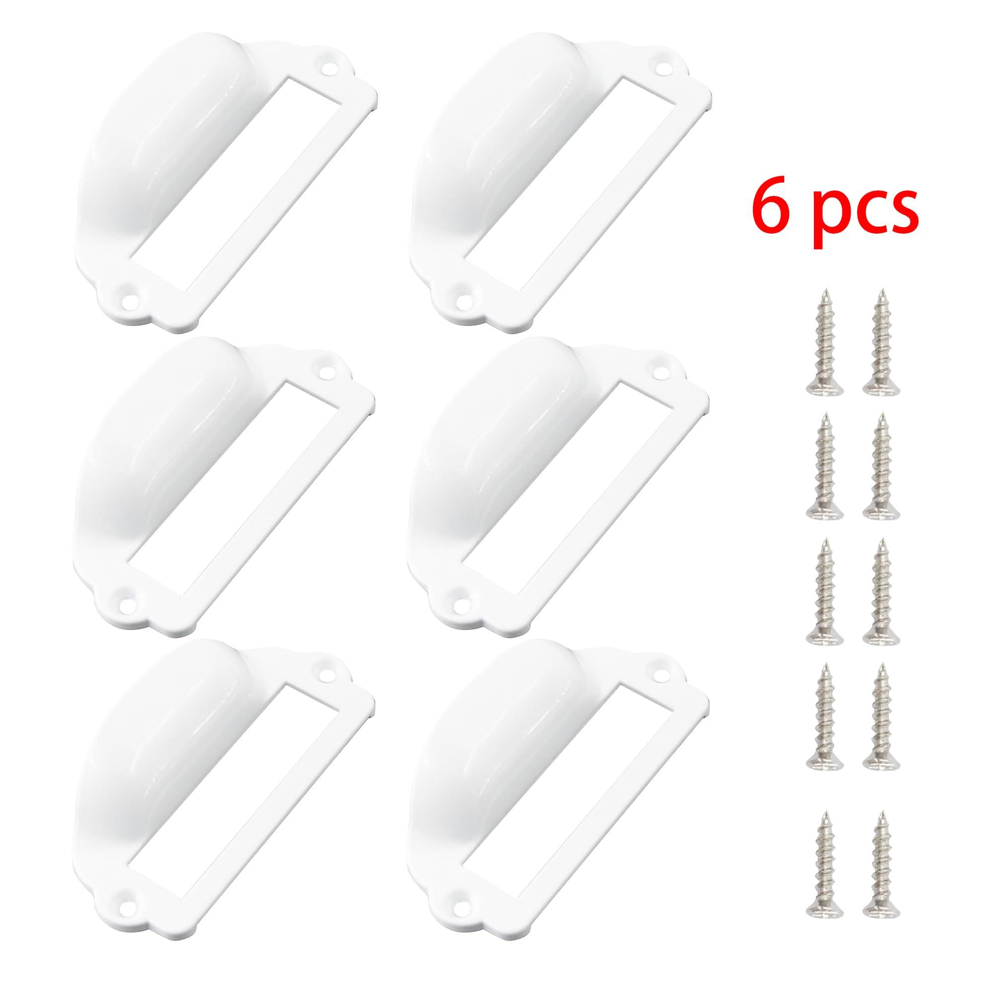 Adyoney 6Pcs White Square 3-1/4" x 1-5/8" (82x40mm) Card Slot Handle, Antique Chinese Medicine Cabinet Pull, for Office Furniture Cupboard Cabinet, Holder Drawer, Label Tag Frames - Image 4