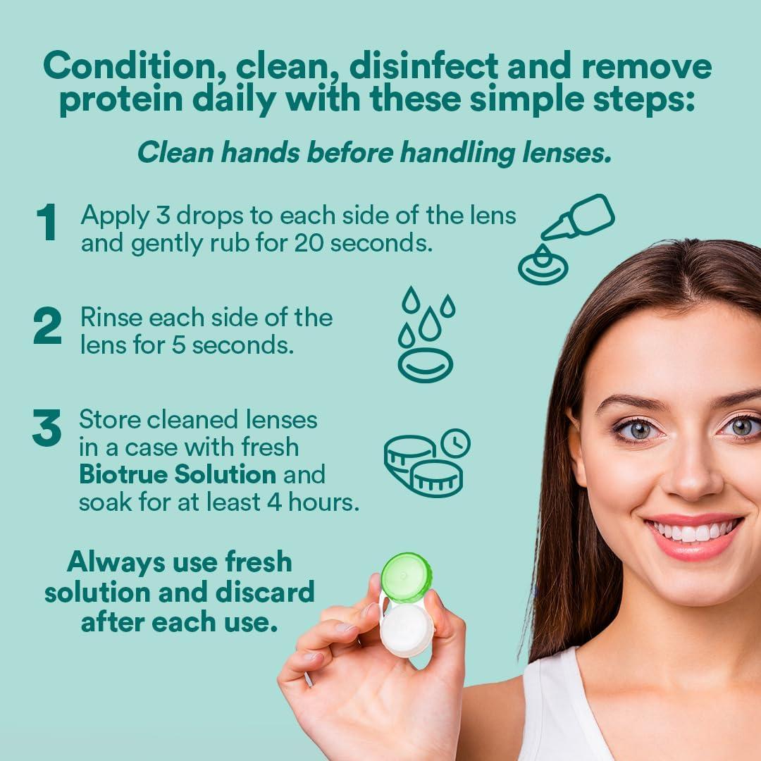 Biotrue Contact Solution, Multi-Purpose Solution with Lens Case, Cleans, Conditions, Hydrates, Disinfects, Removes Protein, Dirt & Debris, Contact Lens Cleaner & Storage, 10 Fl Oz (Pack of 2) - Image 5
