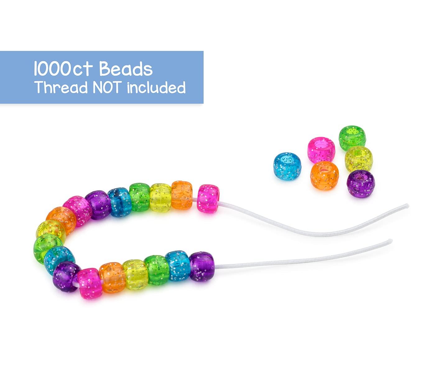 Hygloss Products Bucket O’Beads - Plastic Pony Bead Assortment for Crafts, Jewelry, Keychains and More - Reusable Container - Glitter Jelly Assorted Colors - 6x9 mm - 1,000 Pcs,6892 - Image 8
