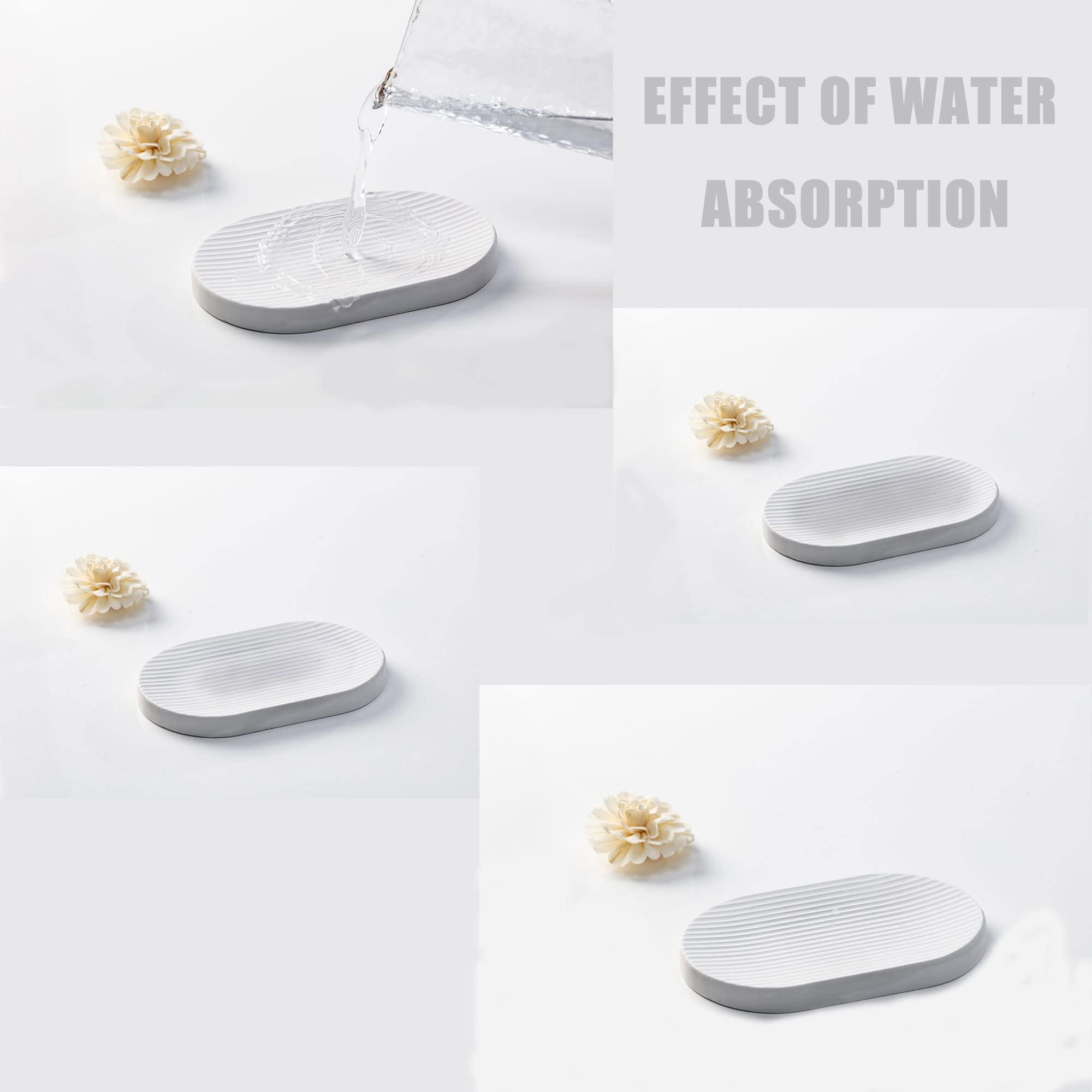AUSAULAC Ceramic Toothbrush Holders for Bathrooms, White Bathroom Accessories Diatomite, Electric Toothbrush Holder Countertop with Toothbrush Holders, Soap Dish Set - Image 7