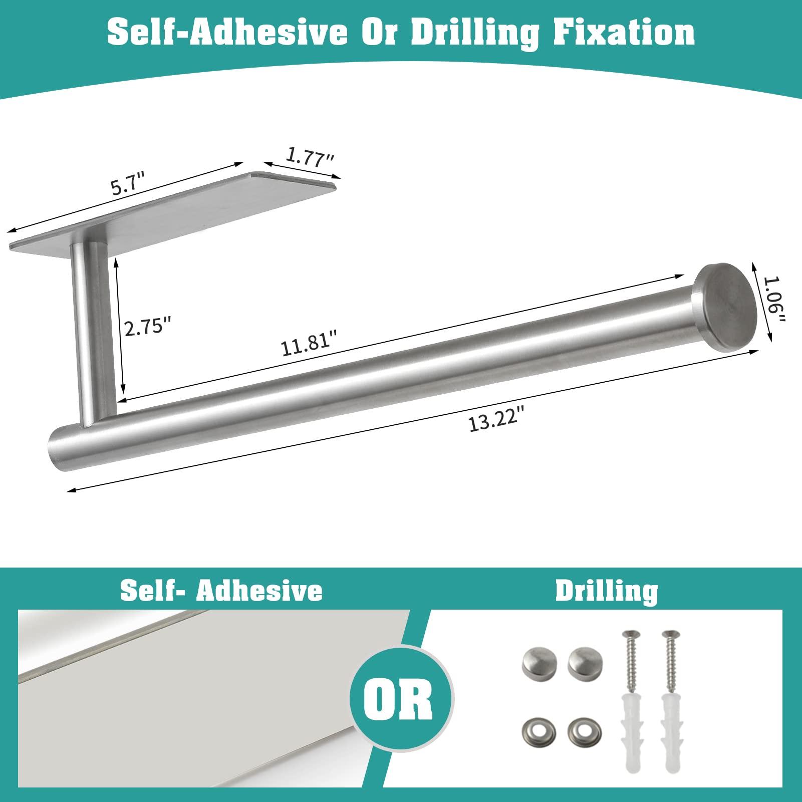 theaoo Under Cabinet Paper Towel Holder for Kitchen, Adhesive Paper Towel Roll Rack for Bathroom Towel, SUS304 Stainless Steel Wall Mount, Both Available for Adhesive and Screws - Image 3