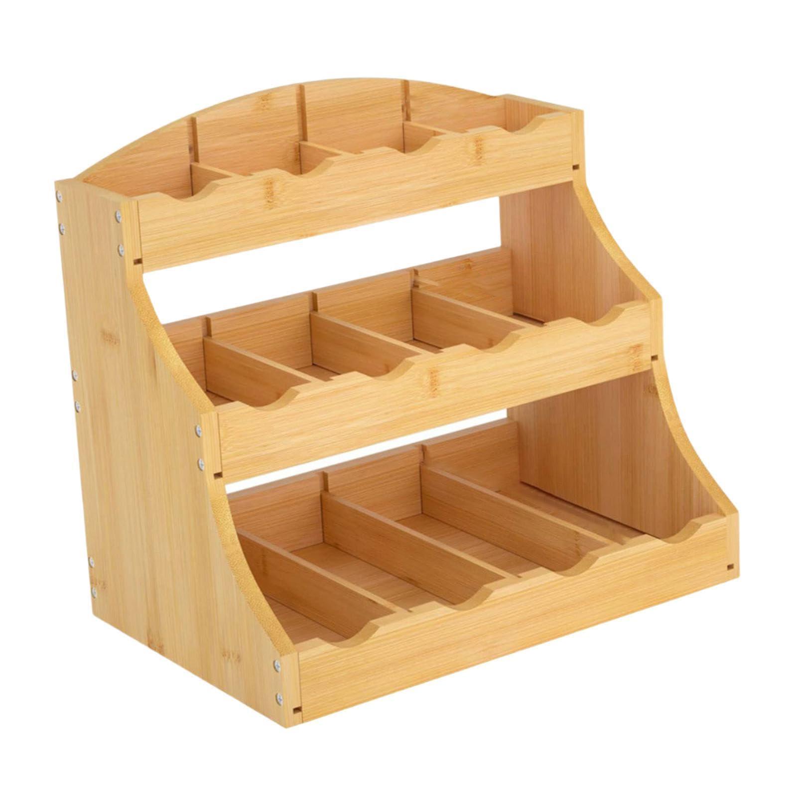 DimyFew Tea Bag Organizer Coffee Pod Holder Wooden Condiment Storage Stand Seasoning Rack for Cabinet Countertop Kitchen Break Rooms