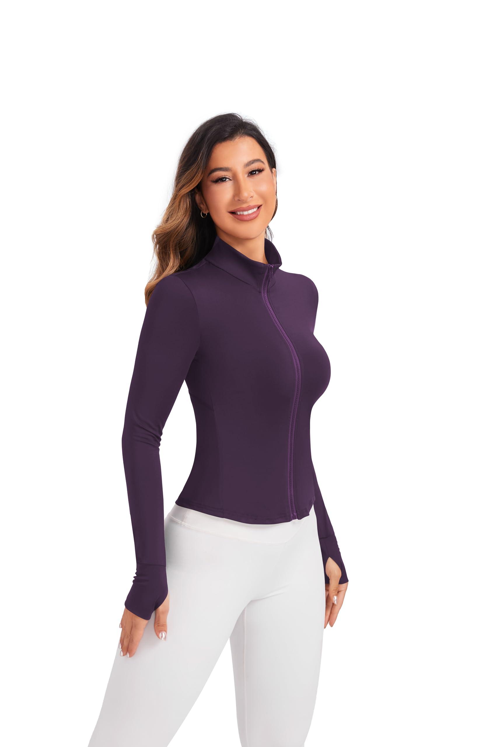 LALA BIRDS Women's Workout Zip Up Jacket, Cropped Running Athletic Jackets Slim Fit Gym Tops with Thumb Holes - Image 2
