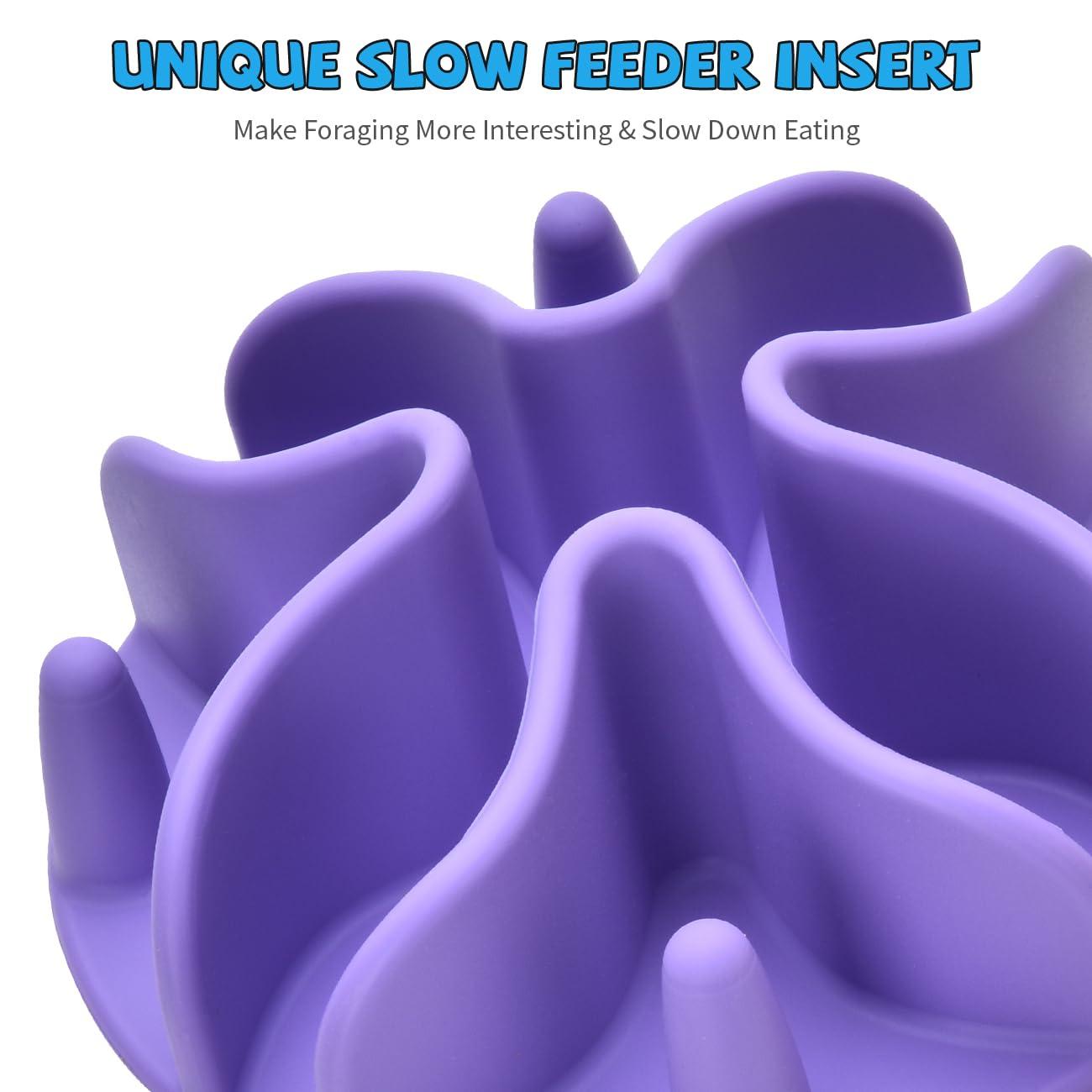 Slow Feeder Dog Bowls Insert, Silicone Slow Feeder Bowl with Strong Suction Cups Perfect for Stainless Steel Glass Ceramic Dog Bowls (Purple, Small Size) - Image 3