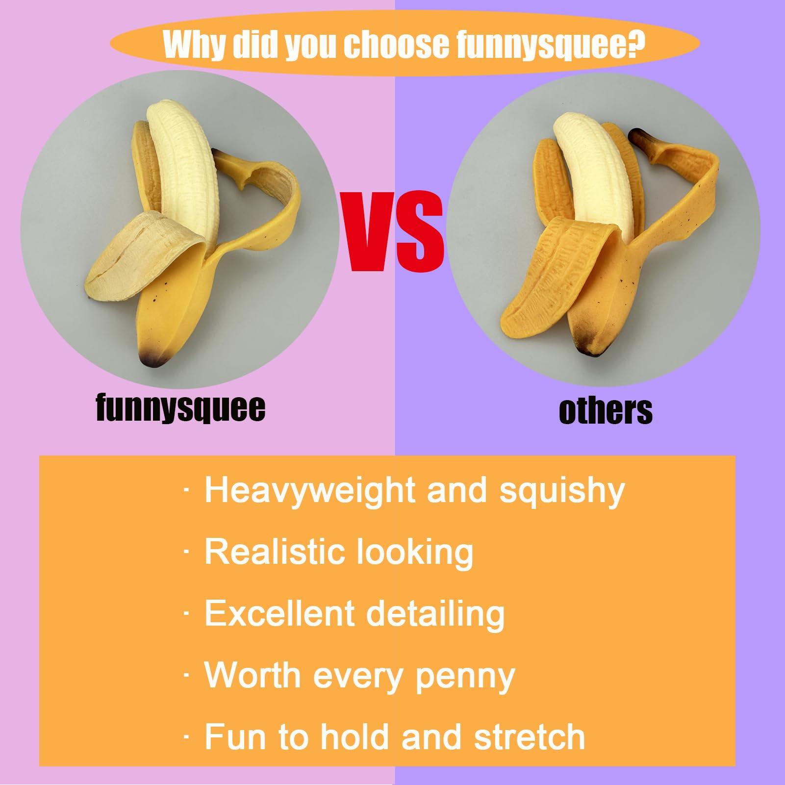 funnysquee Banana Squishies Stress Relief Soft Scented Simulation Bananas Fruit Squeeze Toys Cute Birthday Gift Novelty Toy for Kids (Yellow Banana) - Image 4