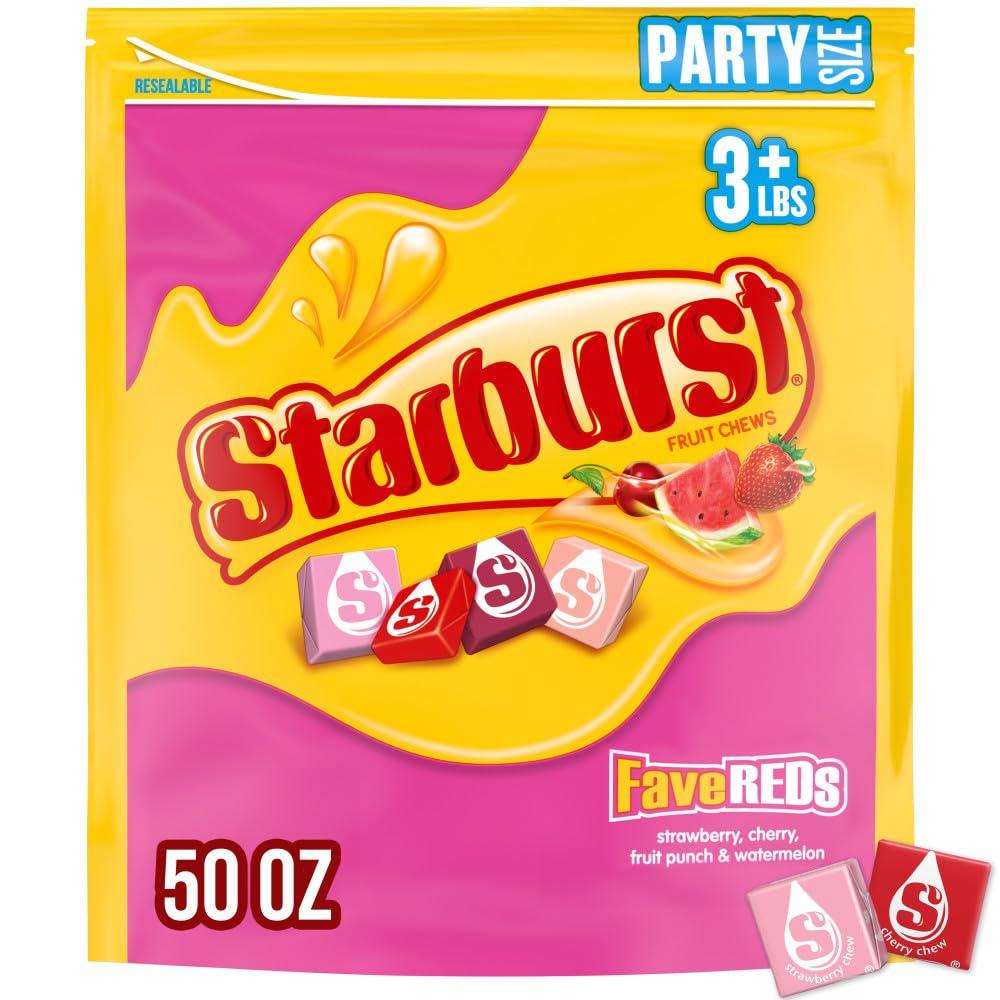 STARBURST Fruit Chews Candy - FaveREDS STARBURST Candy Bulk, Party Size Bag, 50 oz, Pack of 1