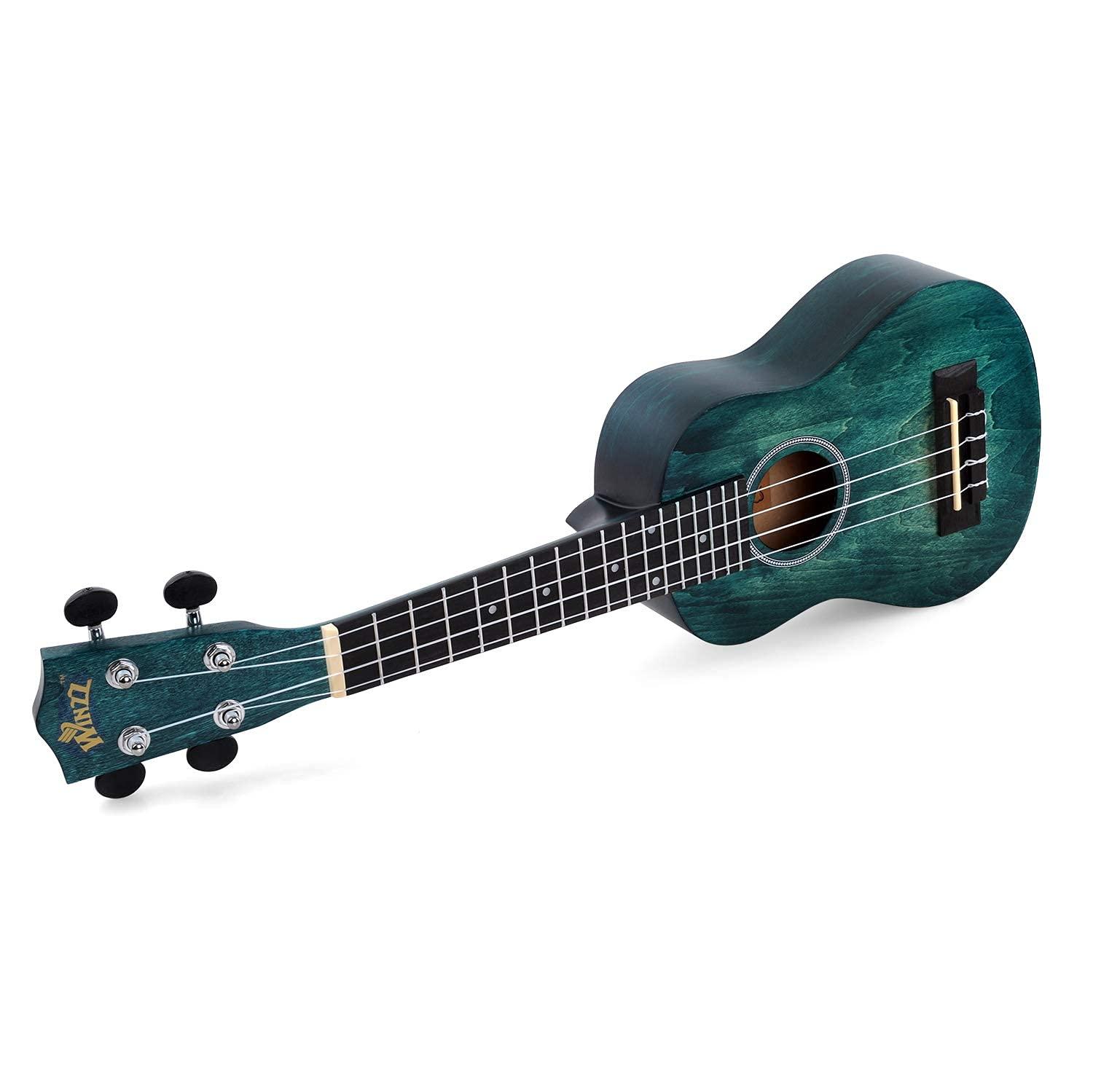 WINZZ HAND RUBBED Series - 21 Inches Soprano Ukulele Vintage Hawaiian Uke with Online Lessons, Bag, Tuner, Strap, Extra Strings, Fingerboard Sticker, Dark Hunter Green - Image 8