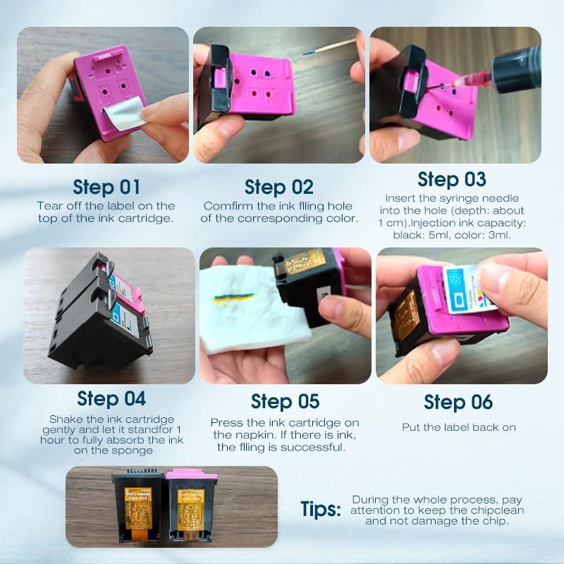 Universal Ink Refills Kit Dye Ink Refill Kit Compatible for HP Canon Epn Brother Samsung Dell Kodak Inkjet Printers Compatible Cartridges Refillable Cartridge CISS CIS System 4 Color Set - Image 5