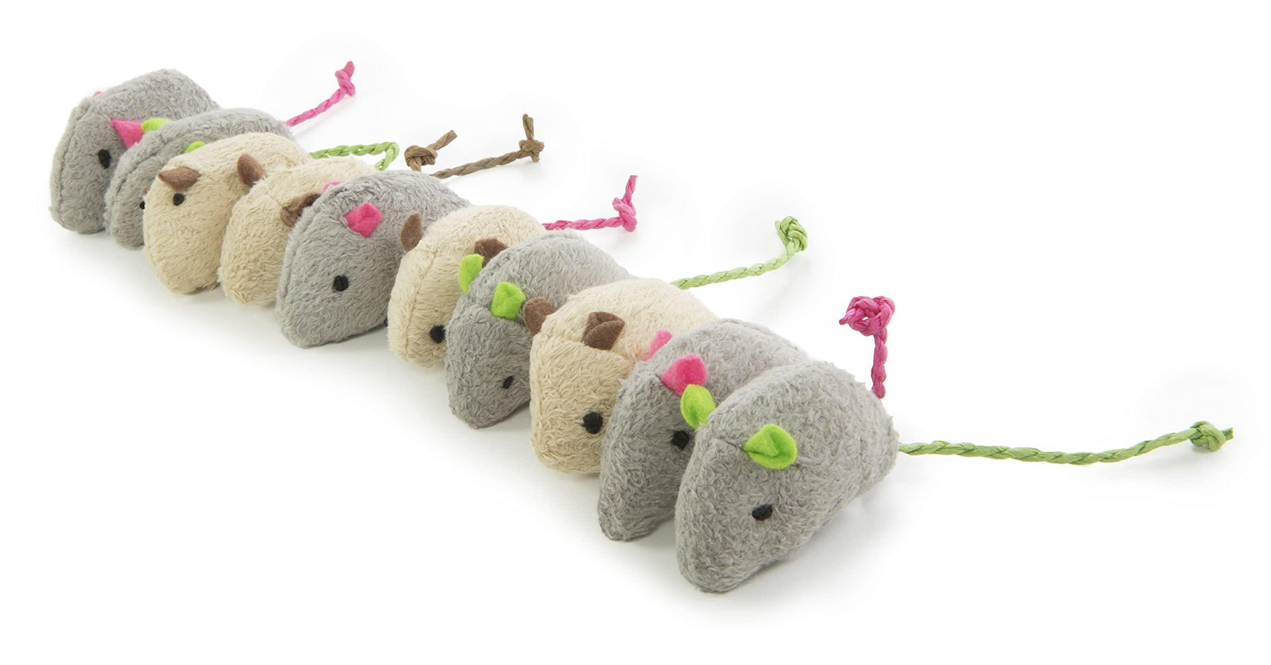 SmartyKat Skitter Critters Value Pack Catnip Cat Toys - Gray/Cream, Set of 10 - Image 2