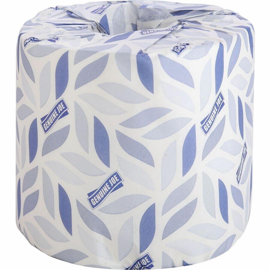Genuine Joe Standard Bath Tissue, 3" x 4", 2-Ply, 400 Sheets/Roll, 96 Count - Image 2