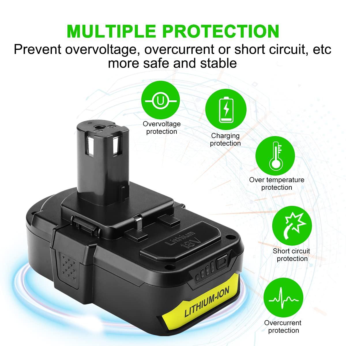 energup 2Pack 3.8Ah P102 18V Replace for Ryobi Battery, for 18-Volt ONE+ Lithium Battery P104 P105 P102 P103 P107 Cordless Tools Compatible with Ryobi Batteries 18v - Image 4