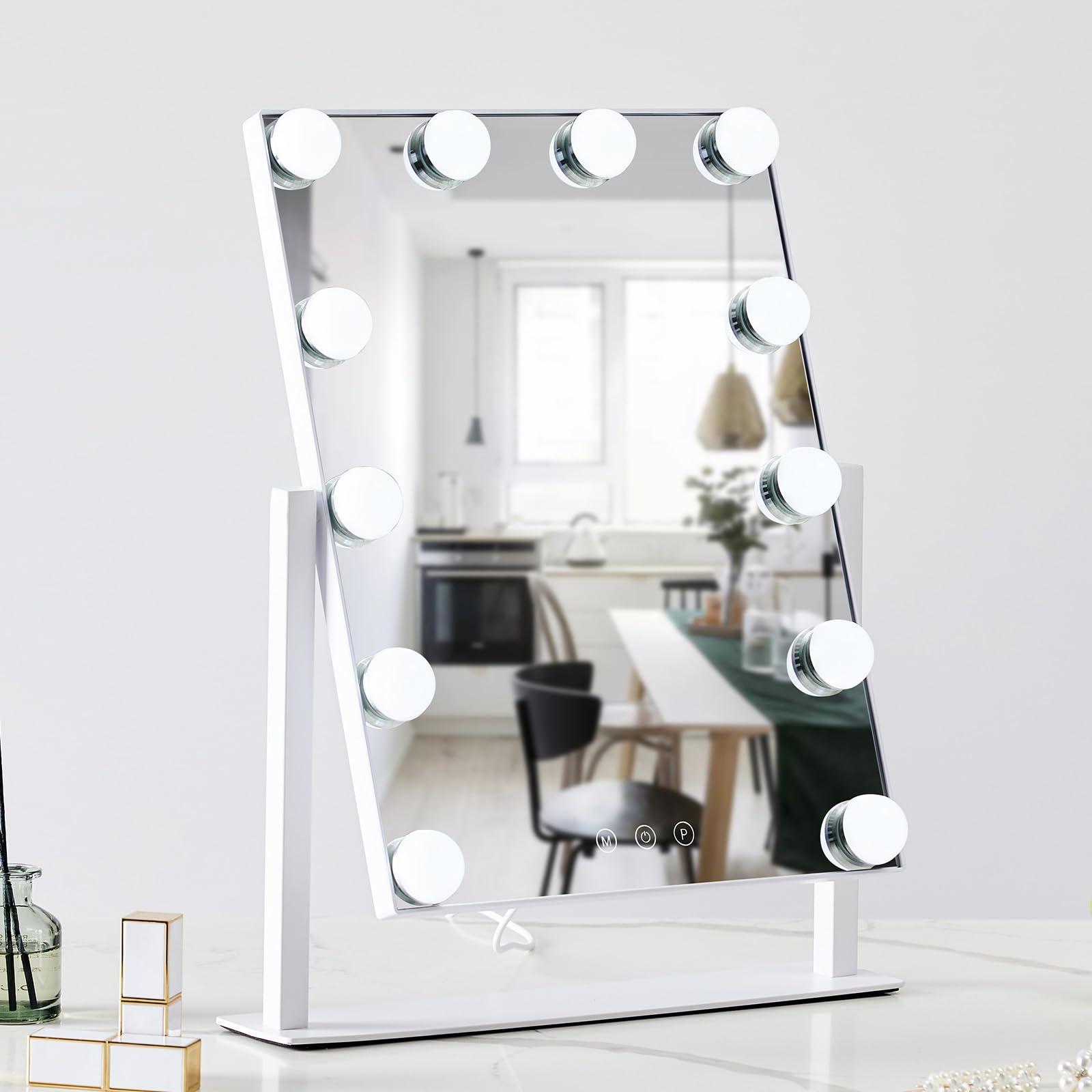 HIEEY Hollywood Vanity Mirror with 12 Dimmable Bulbs Lights, Three Color Lighting Modes, and 5X Magnification, Smart Touch Control, 360°Rotation (White,Gift Box) - Image 5