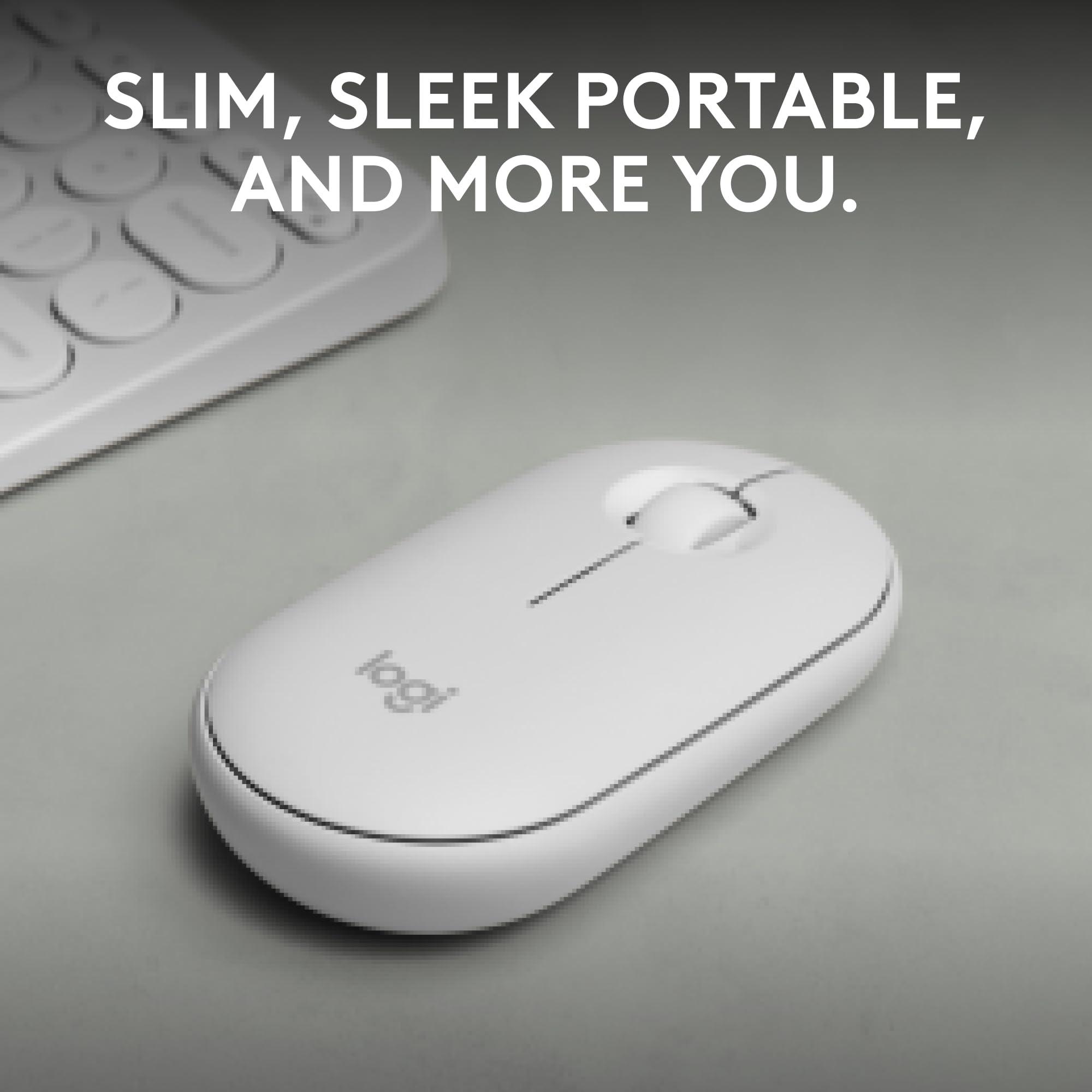 Logitech Pebble Mouse 2 M350s Slim Bluetooth Wireless Mouse, Portable, Lightweight, Customizable Button, Quiet Clicks, Easy-Switch for Windows, macOS, iPadOS, Android, Chrome OS - Tonal White - Image 2