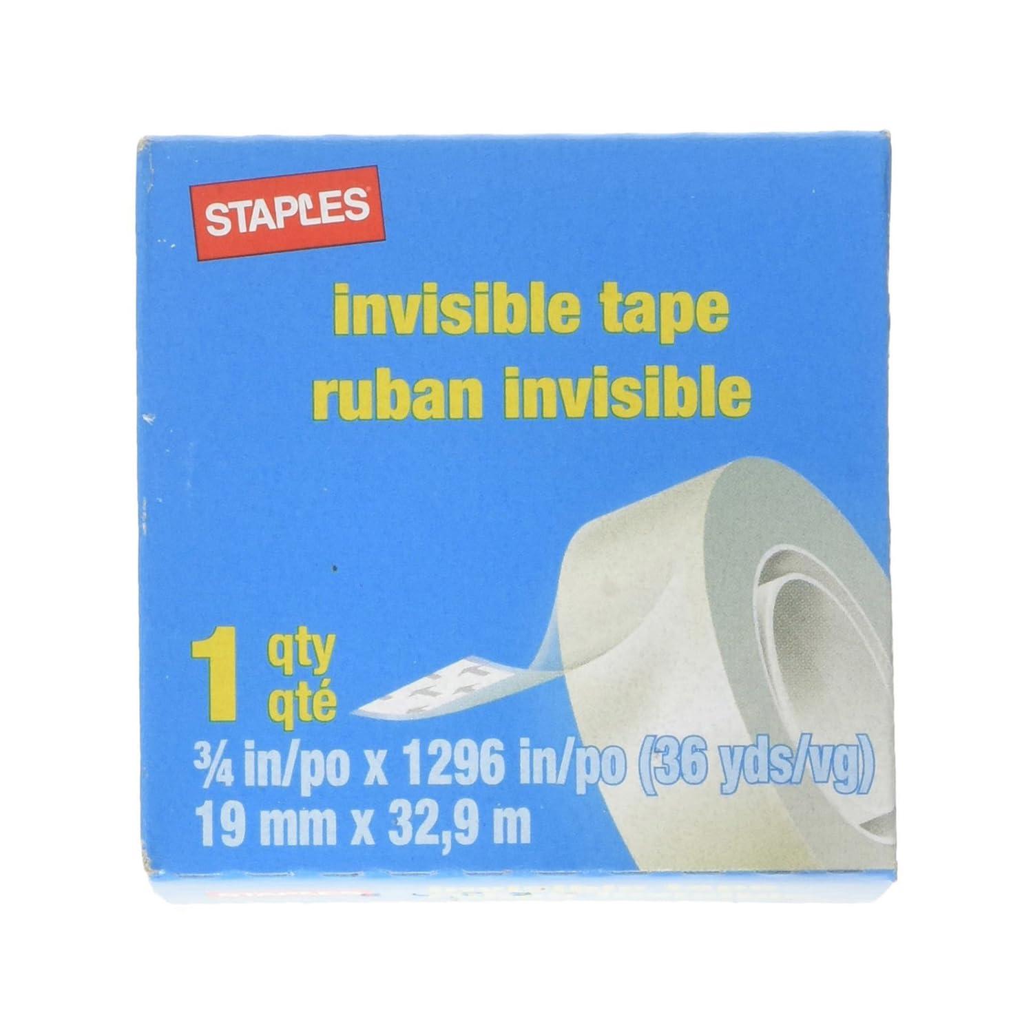 Staples Invisible Clear Tape: Easy to Stick, Strong Adhesive, Durable, 36 Yards in Length, 0.75 Inch Width, 1" Core Diameter, 12 Rolls per Pack. - Image 4
