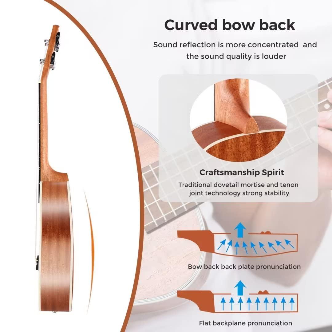 EASTROCK Concert Ukelele Sapele Beginner 23 inch Ukulele Big Package Kit. Ukulele Ukalalee Suitable for adults, Beginners. (23-Sapele) - Image 4