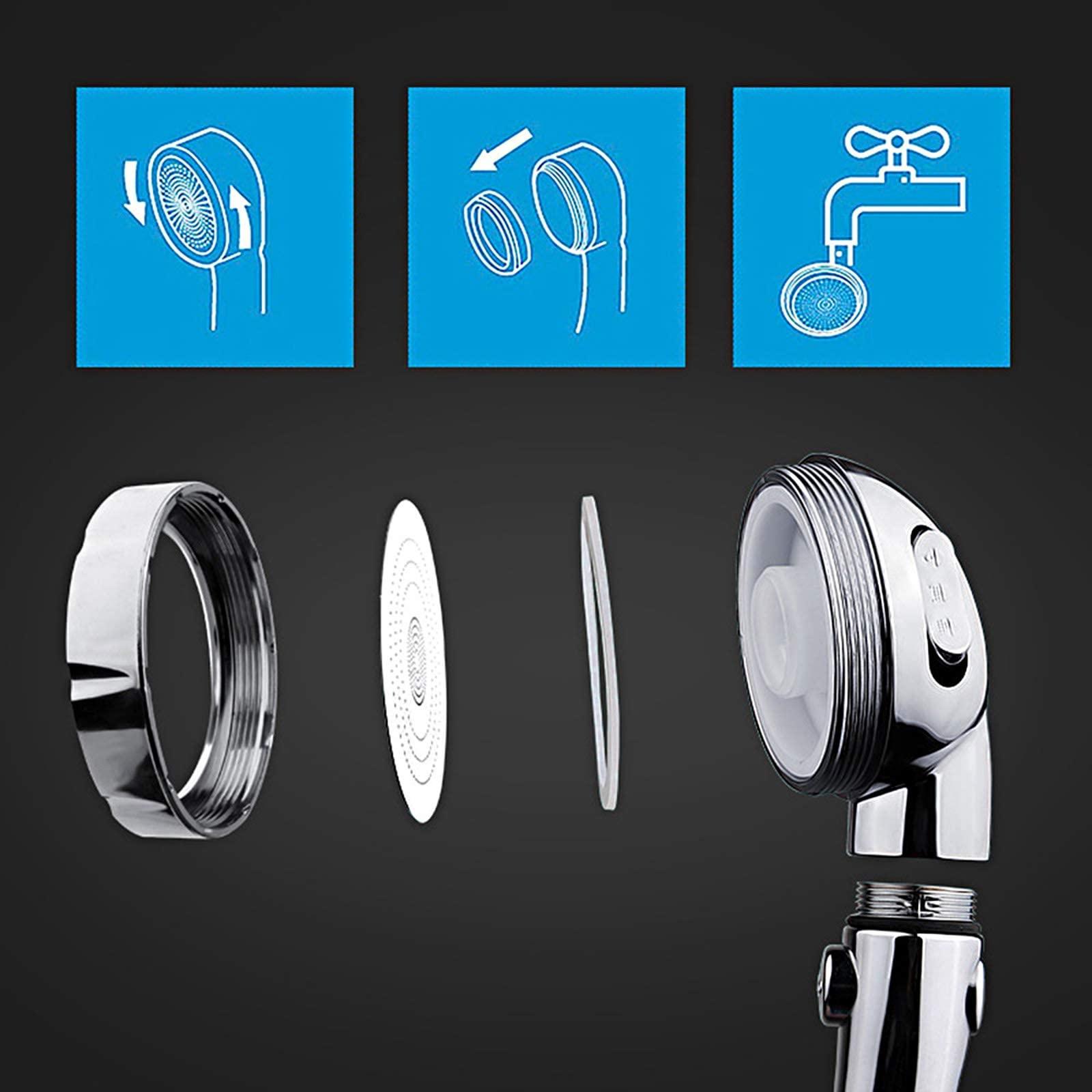 KAIYING Chrome High Pressure Handheld Shower Head with ON/OFF Pause Switch, 3 Spray Modes Shower Wand with Shut Off Button, Removable Camper Shower Head with Hose and Adjustable Angle Bracket - Image 6