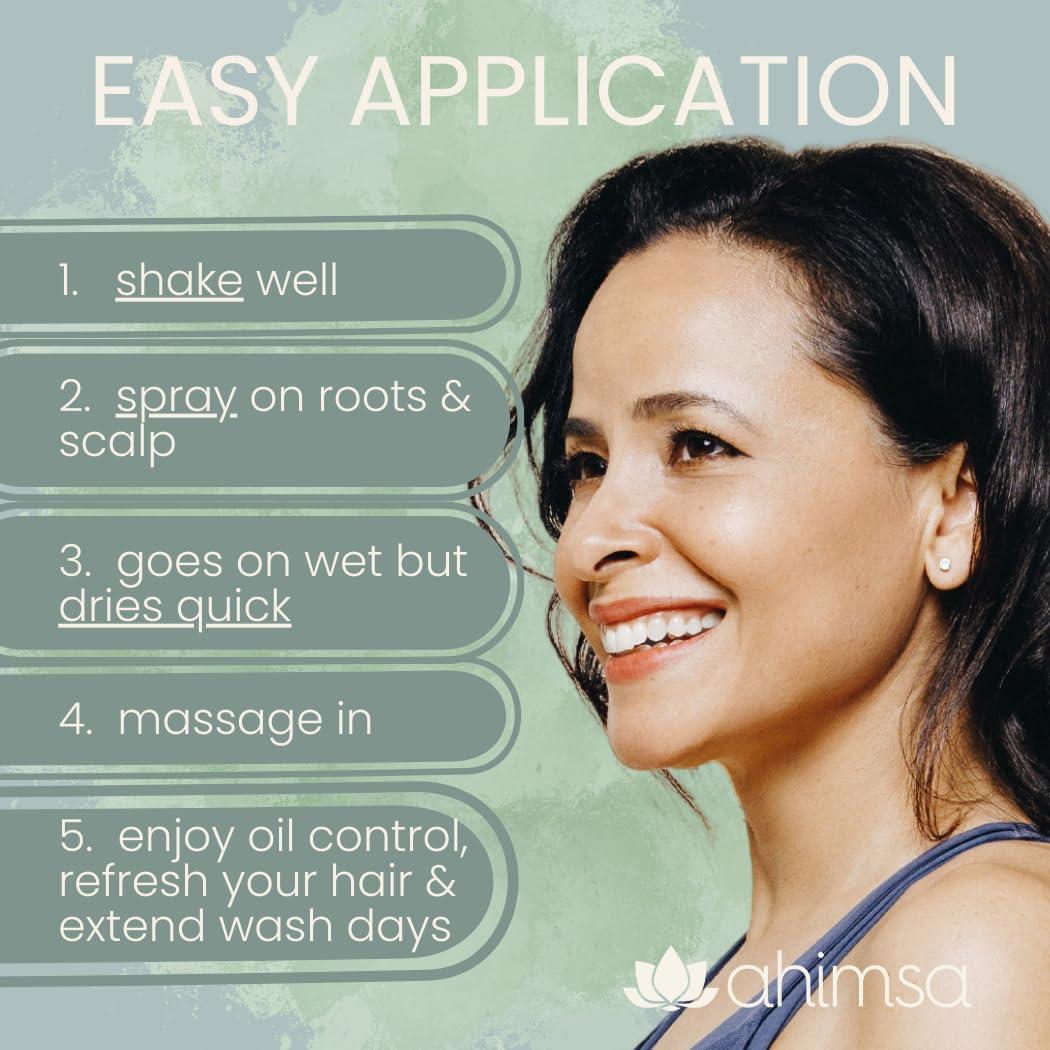 Ahimsa Dry Mist Shampoo for Dark Hair – No White Residue, No Powder, No Benzene – Instantly Refreshes & Absorbs Sweat – Easy Application, Non-Aerosol, Vegan, Cruelty-Free - Image 7
