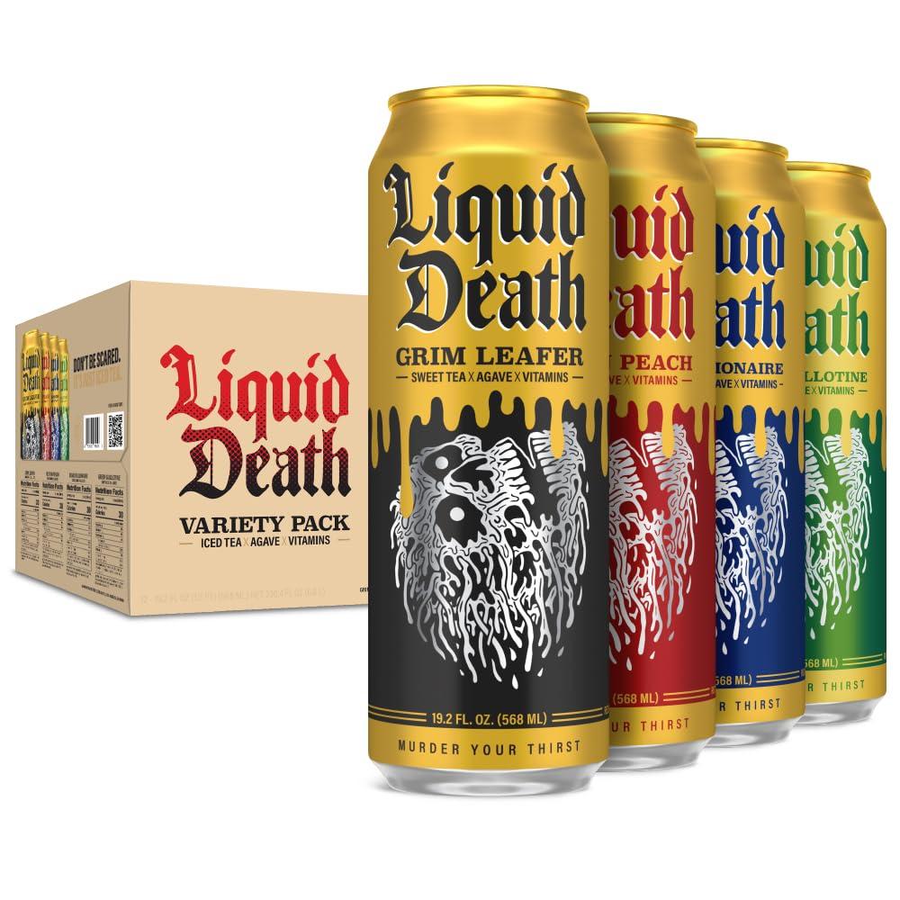 Liquid Death Iced Tea Variety 12-Pack (19.2 Oz Cans) (Grim Leafer, rest in Peach, Dead Billionaire, Green Guillotine) - Image 7