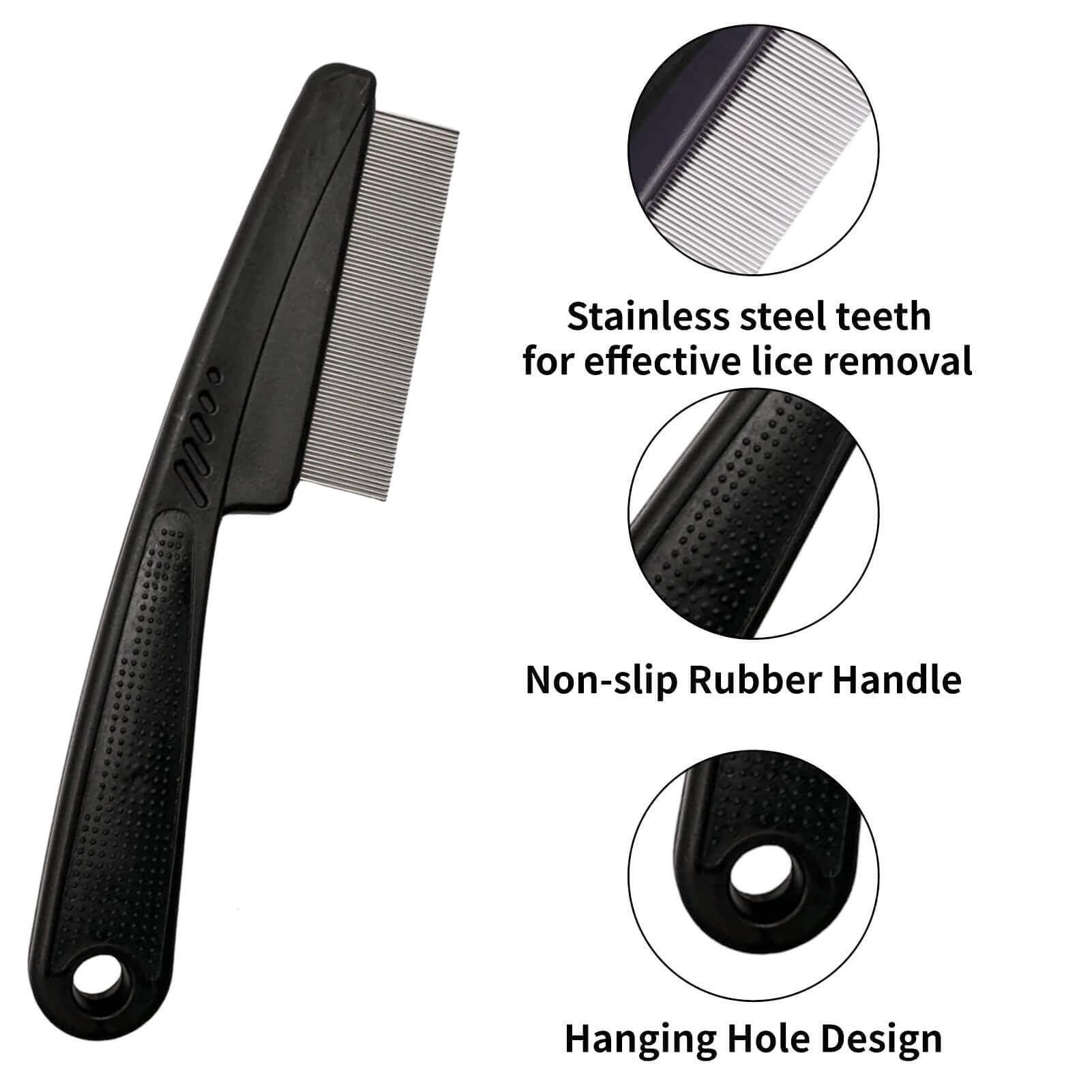 Yumflan Dandruff Comb, Stainless Steel Fine Tooth Dandruff Remover, Professional Scalp Comb Hair Comb for Kids and Adults (Black) - Image 4