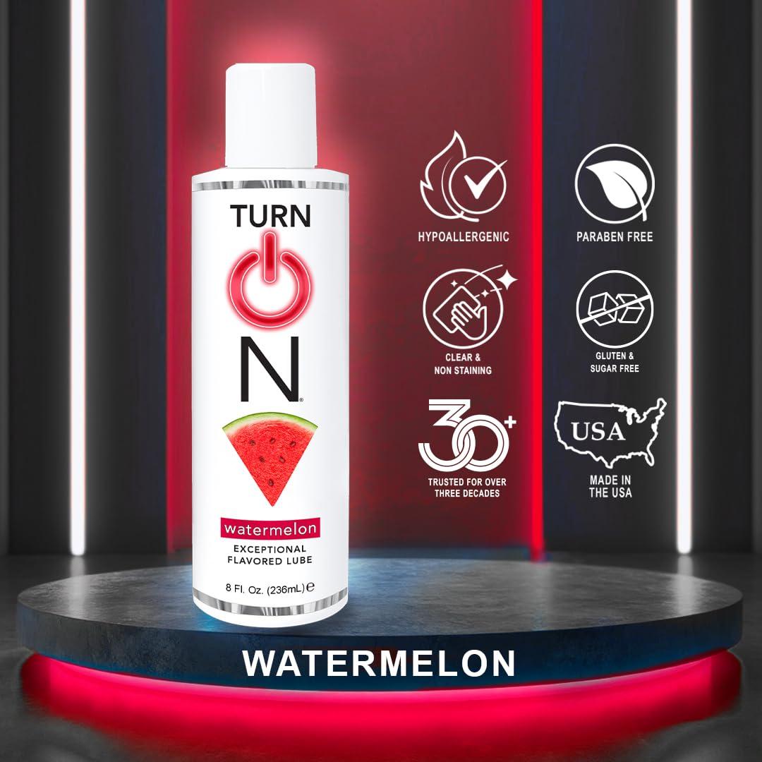 Turn On Watermelon Flavored Water-Based Personal Lubricant | Condom Safe, Sugar-Free Premium Lube for Men, Women, and Couples, 8 fl oz - Image 3