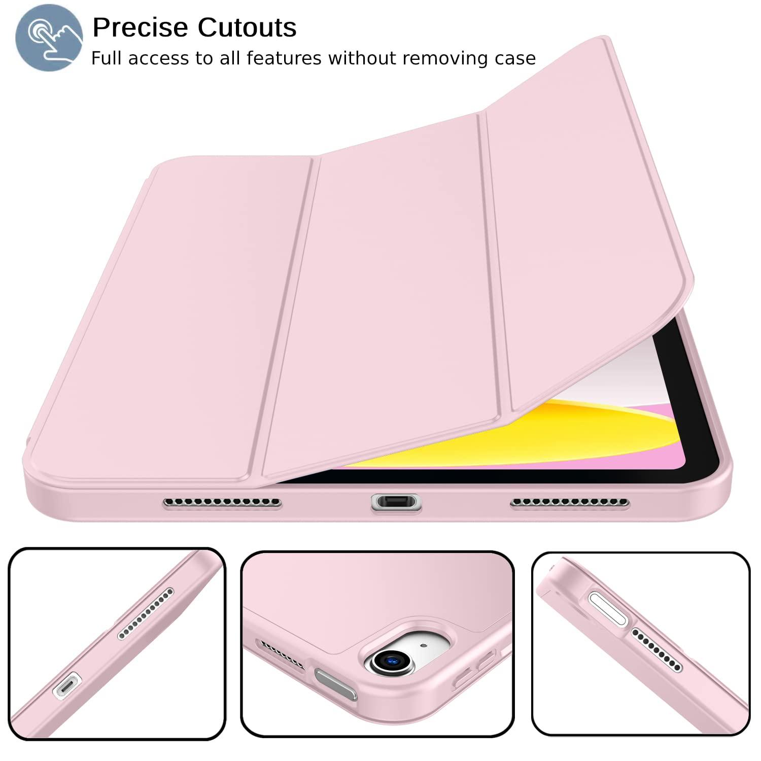 iMieet iPad (A16) Case/iPad 10th Generation Case [11-Inch 2025/10.9 Inch 2022] with Pencil Holder, Trifold Stand Smart Cover with Soft TPU Back,Auto Wake/Sleep(Pink) - Image 2