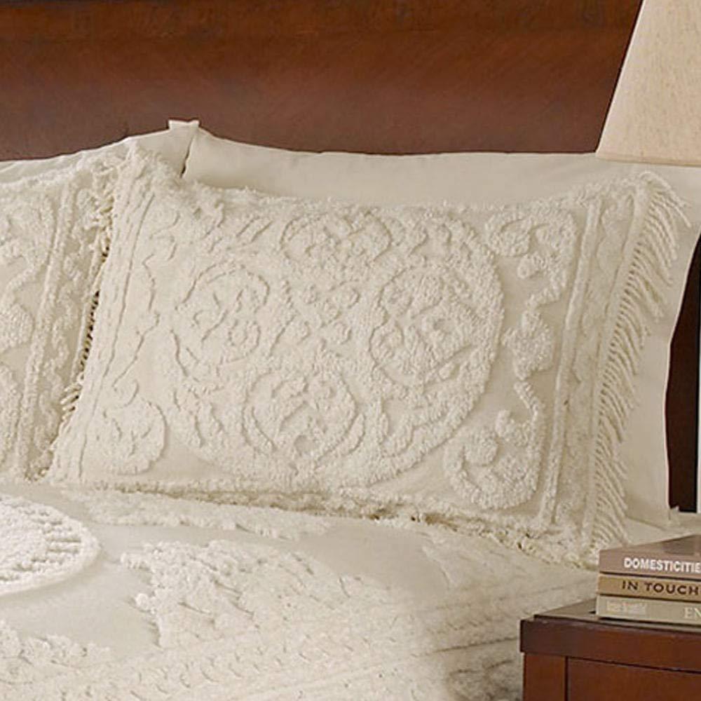 Beatrice Home Fashions Medallion Chenille Bedspread, Standard Sham, Ivory - Image 3