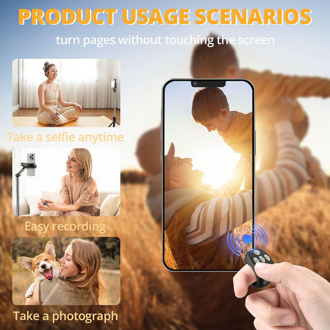 New Wireless Bluetooth Remote Control, Video Scrolling Ring Remote Control Page Turner Bluetooth Ring Scroller, Scrolling Rings Rechargeable Camera Video Remote (Black) - Image 3