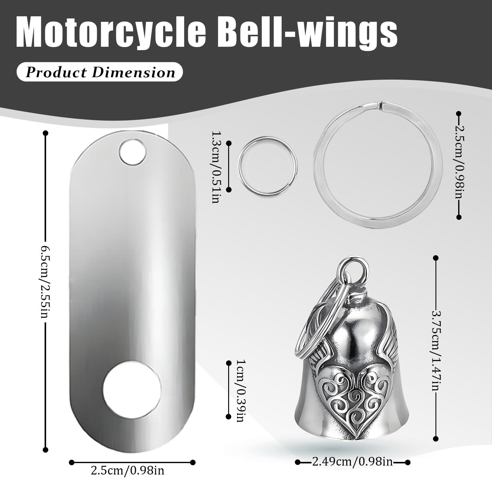 vvag Motorcycle Bell Durable Guardian Angel Bell Hanger Biker Bell with Keychain Ring Motorcycle Accessories for Women - Image 2