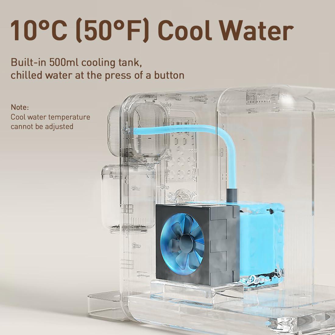 Joydeem Instant Hot & Cold Water Dispenser, Automatic Tea & Coffee Brewer, Adjustable Temperature and Volume, BPA Free, 3.5L 120Oz - Image 3