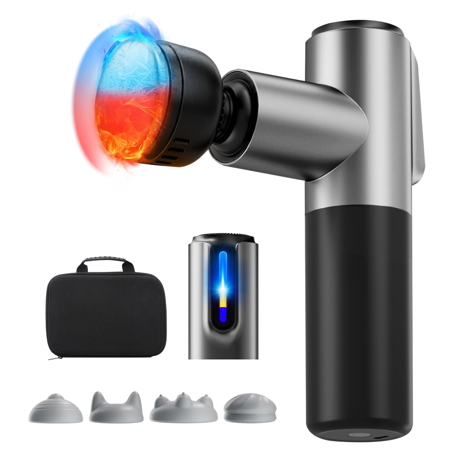 AERLANG Massage Gun Deep Tissue Massager with Heat and Cold Percussion Massage Gun Electric Mini Hand held Massager 5 Speed & 5 Massage Heads Messager Gun Birthday Mothers Day Gifts for Mom Women