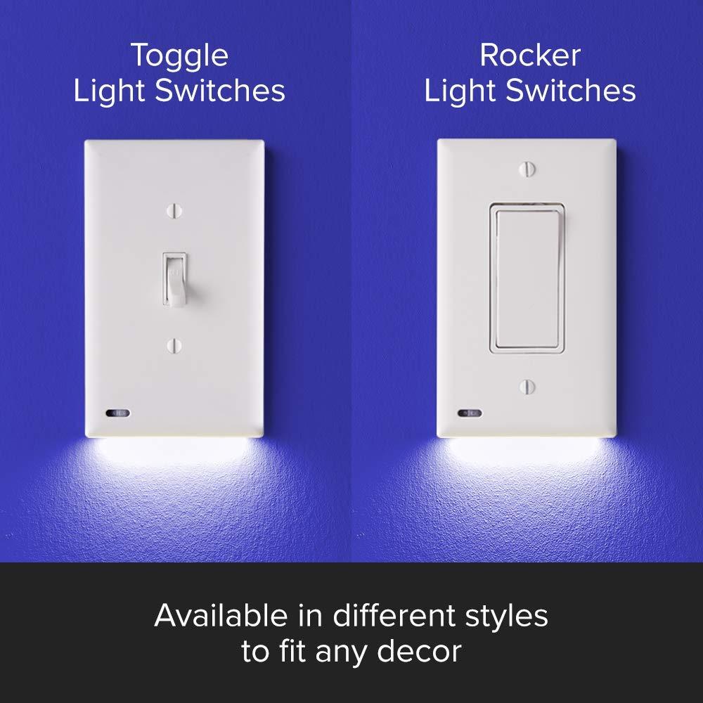 2 Pack - SnapPower SwitchLight - LED Night Light - For Single-Pole Switches - Switch Plate With LED Night Lights - Adjust Brightness - Auto On/Off Sensor - (Toggle, Ivory) - Image 4